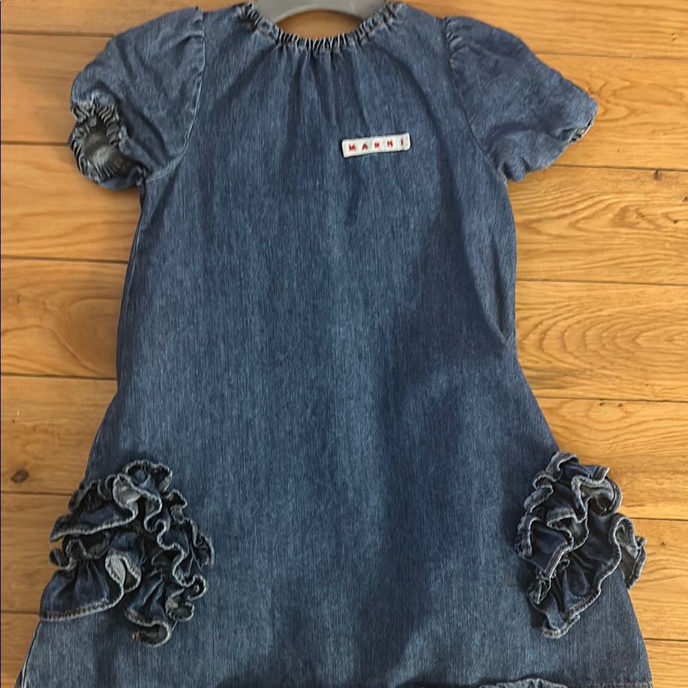 Marni Denim Dress with Ruffle Details